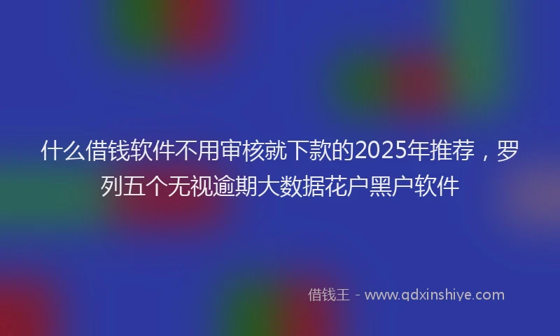 什么借钱软件不用审核就下款的2025年推荐，罗列五个无视逾期大数据花户黑户软件