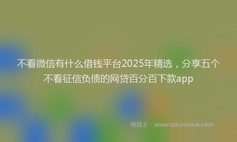不看微信有什么借钱平台2025年精选，分享五个不看征信负债的网贷百分百下款app