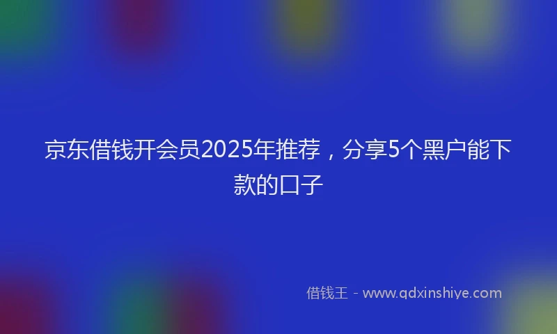 京东借钱开会员2025年推荐，分享5个黑户能下款的口子