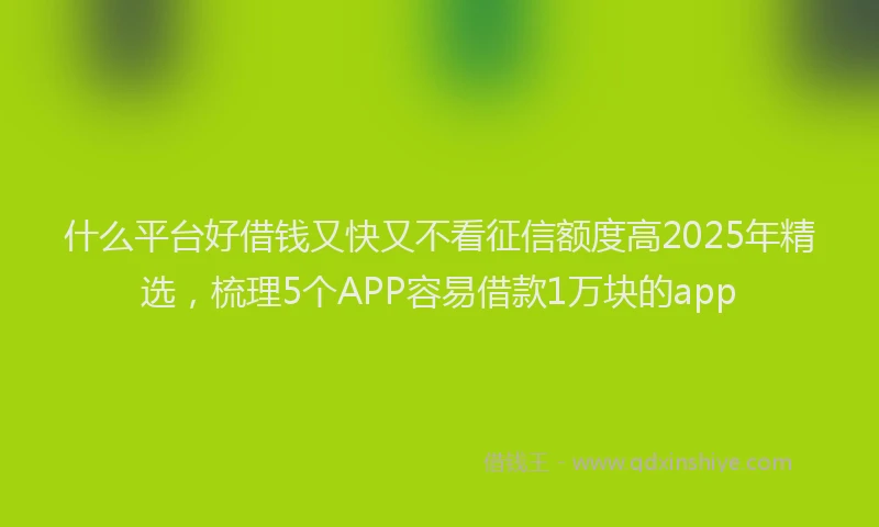 什么平台好借钱又快又不看征信额度高2025年精选，梳理5个APP容易借款1万块的app