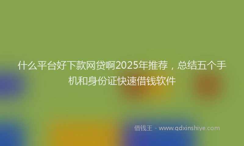 什么平台好下款网贷啊2025年推荐，总结五个手机和身份证快速借钱软件