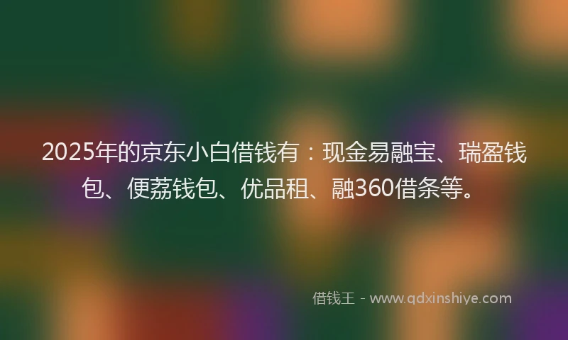 2025年的京东小白借钱有：现金易融宝、瑞盈钱包、便荔钱包、优品租、融360借条等。