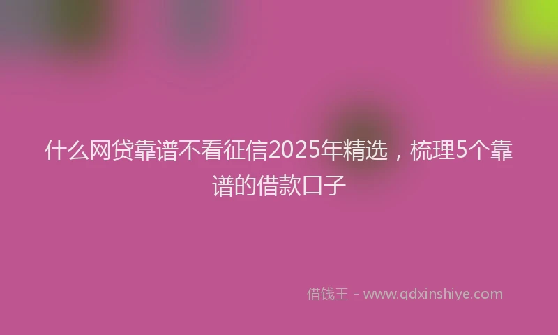 什么网贷靠谱不看征信2025年精选，梳理5个靠谱的借款口子