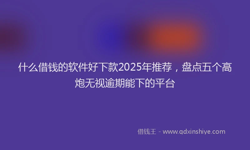 什么借钱的软件好下款2025年推荐，盘点五个高炮无视逾期能下的平台