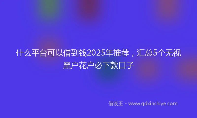 什么平台可以借到钱2025年推荐，汇总5个无视黑户花户必下款口子