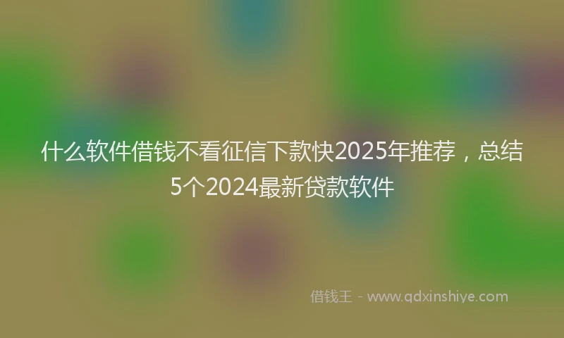 什么软件借钱不看征信下款快2025年推荐，总结5个2024最新贷款软件