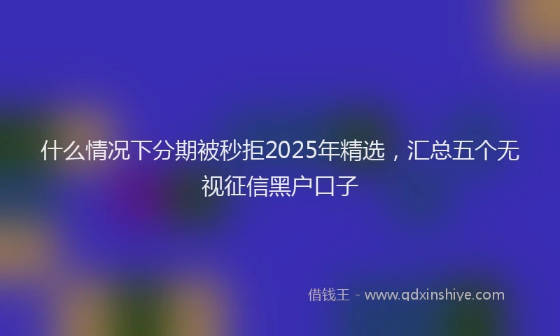 什么情况下分期被秒拒2025年精选，汇总五个无视征信黑户口子