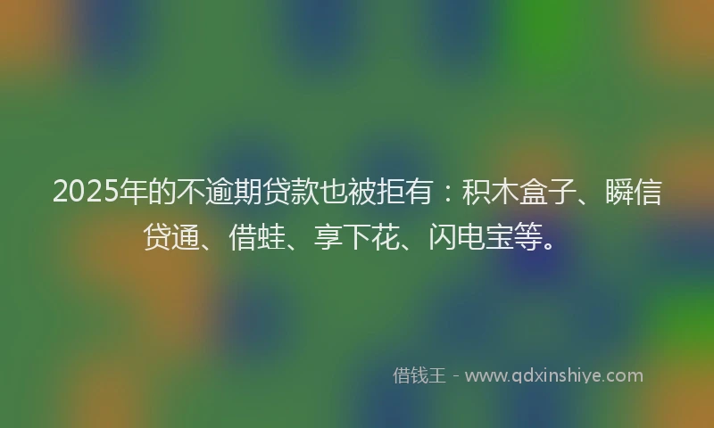 2025年的不逾期贷款也被拒有：积木盒子、瞬信贷通、借蛙、享下花、闪电宝等。