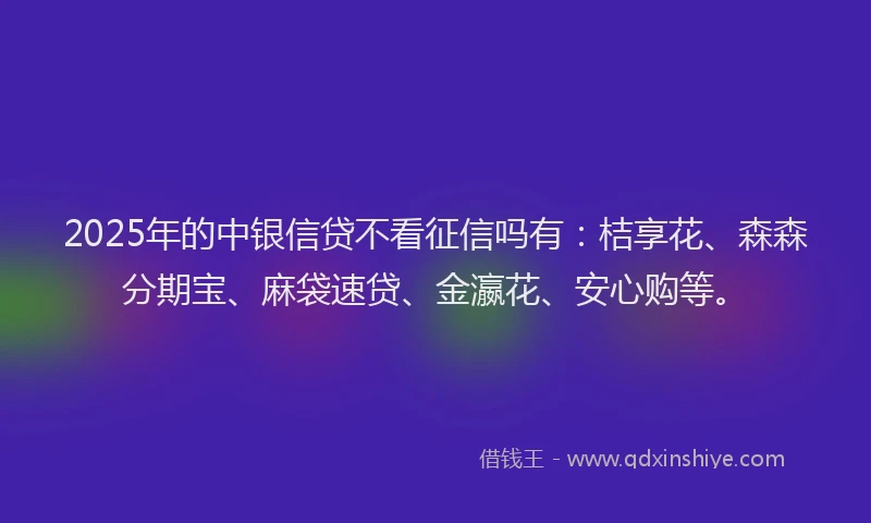 2025年的中银信贷不看征信吗有：桔享花、森森分期宝、麻袋速贷、金瀛花、安心购等。