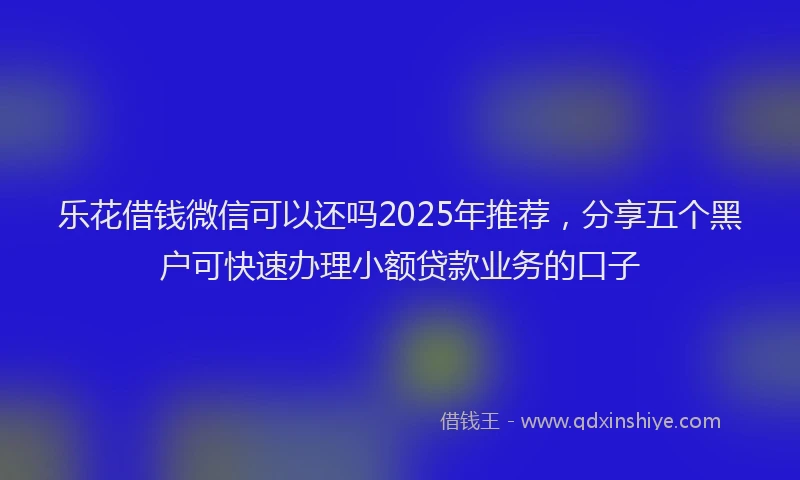 乐花借钱微信可以还吗2025年推荐，分享五个黑户可快速办理小额贷款业务的口子