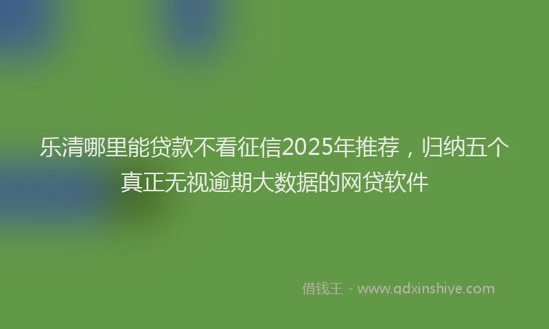 乐清哪里能贷款不看征信2025年推荐，归纳五个真正无视逾期大数据的网贷软件
