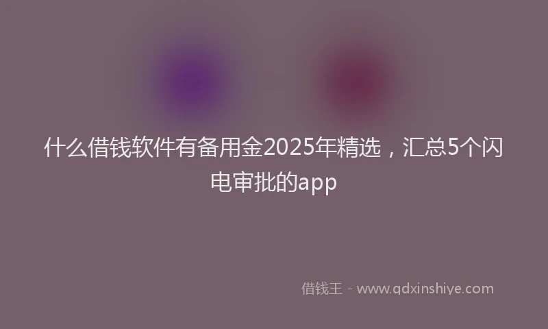 什么借钱软件有备用金2025年精选，汇总5个闪电审批的app