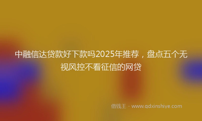 中融信达贷款好下款吗2025年推荐，盘点五个无视风控不看征信的网贷