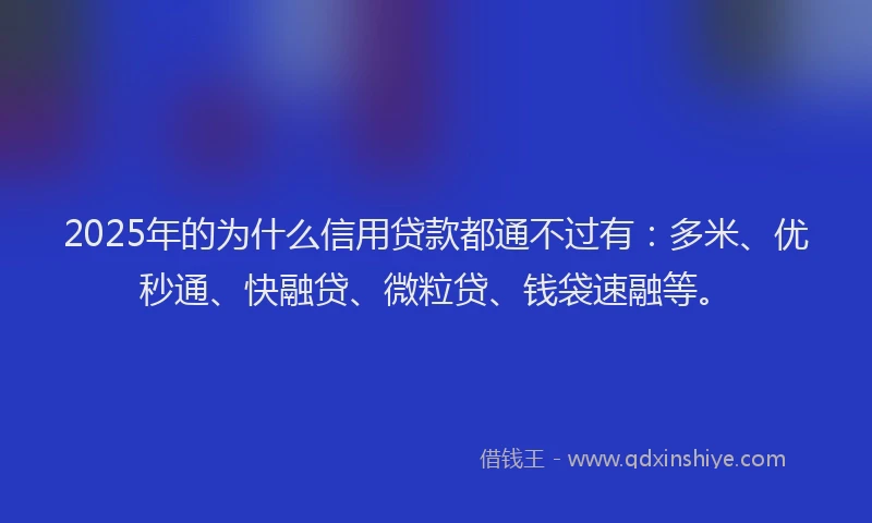 2025年的为什么信用贷款都通不过有：多米、优秒通、快融贷、微粒贷、钱袋速融等。