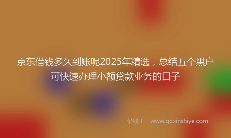 京东借钱多久到账呢2025年精选，总结五个黑户可快速办理小额贷款业务的口子