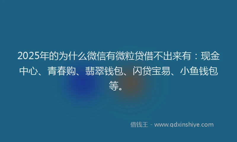 2025年的为什么微信有微粒贷借不出来有：现金中心、青春购、翡翠钱包、闪贷宝易、小鱼钱包等。