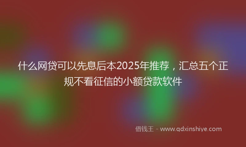 什么网贷可以先息后本2025年推荐，汇总五个正规不看征信的小额贷款软件