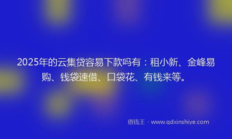 2025年的云集贷容易下款吗有：租小新、金峰易购、钱袋速借、口袋花、有钱来等。