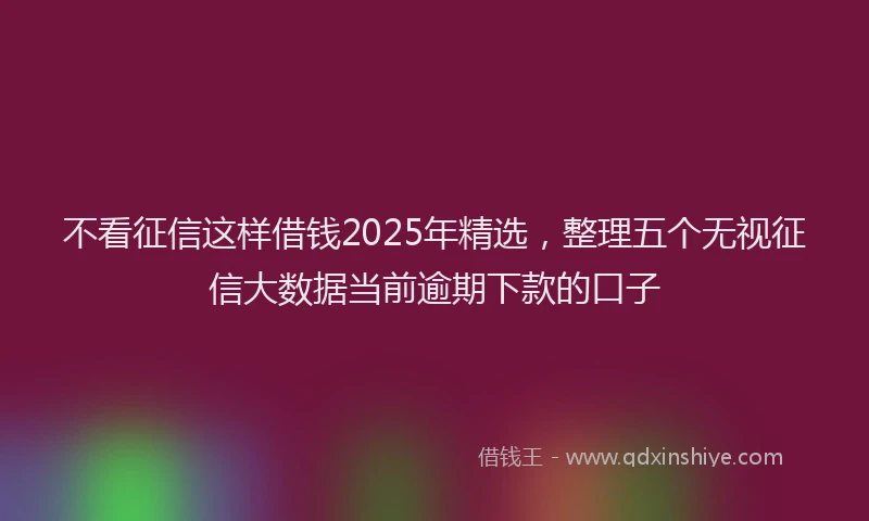 不看征信这样借钱2025年精选，整理五个无视征信大数据当前逾期下款的口子