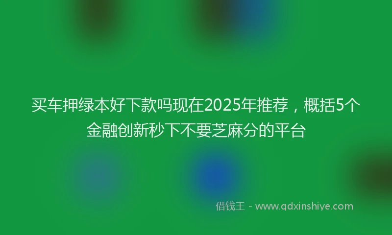 买车押绿本好下款吗现在2025年推荐，概括5个金融创新秒下不要芝麻分的平台
