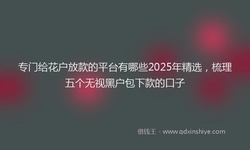 专门给花户放款的平台有哪些2025年精选，梳理五个无视黑户包下款的口子