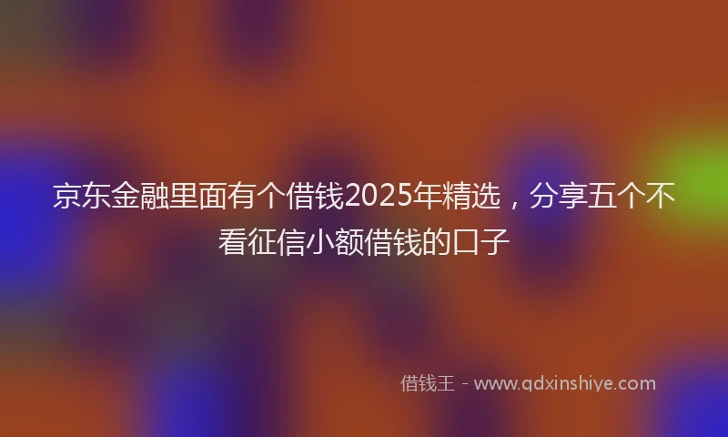 京东金融里面有个借钱2025年精选，分享五个不看征信小额借钱的口子