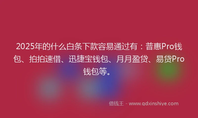 2025年的什么白条下款容易通过有：普惠Pro钱包、拍拍速借、迅捷宝钱包、月月盈贷、易贷Pro钱包等。