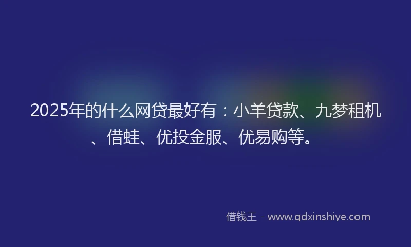 2025年的什么网贷最好有：小羊贷款、九梦租机、借蛙、优投金服、优易购等。
