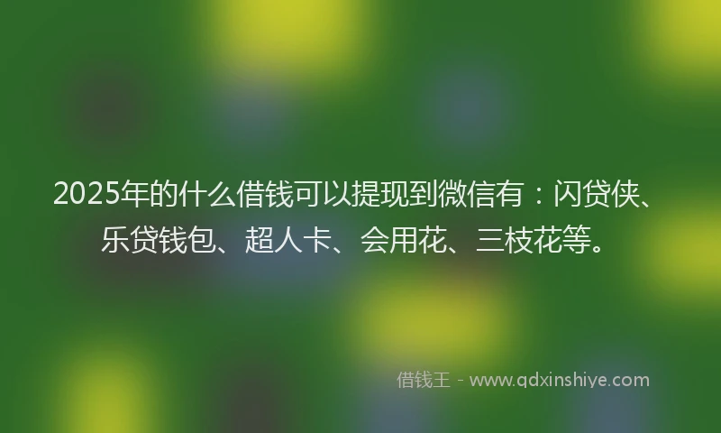 2025年的什么借钱可以提现到微信有：闪贷侠、乐贷钱包、超人卡、会用花、三枝花等。