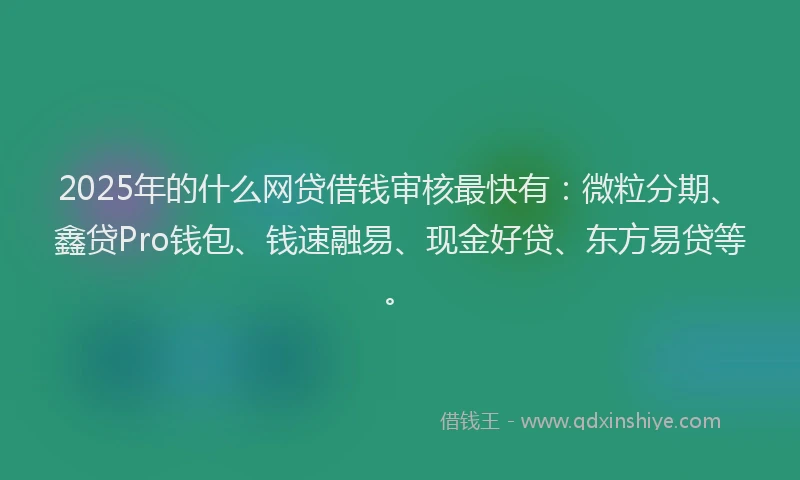 2025年的什么网贷借钱审核最快有：微粒分期、鑫贷Pro钱包、钱速融易、现金好贷、东方易贷等。