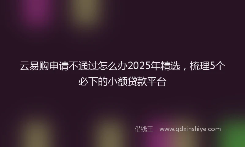 云易购申请不通过怎么办2025年精选，梳理5个必下的小额贷款平台
