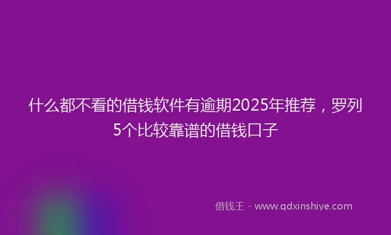 什么都不看的借钱软件有逾期2025年推荐，罗列5个比较靠谱的借钱口子