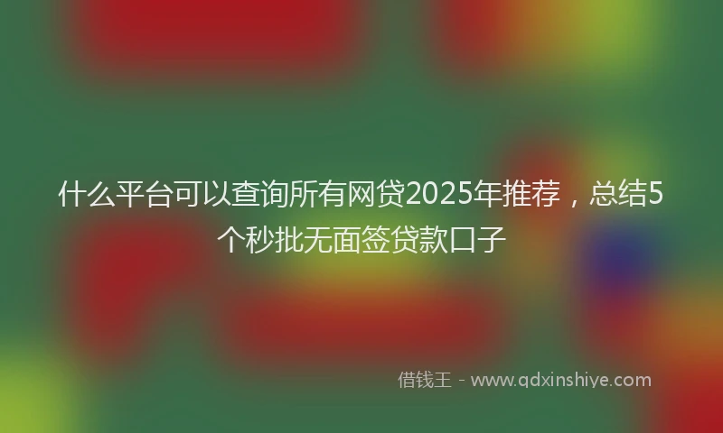 什么平台可以查询所有网贷2025年推荐，总结5个秒批无面签贷款口子