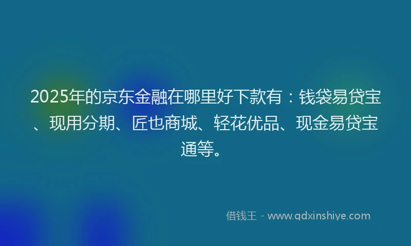 2025年的京东金融在哪里好下款有：钱袋易贷宝、现用分期、匠也商城、轻花优品、现金易贷宝通等。