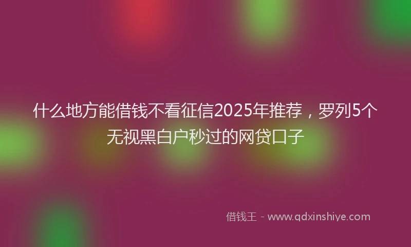 什么地方能借钱不看征信2025年推荐，罗列5个无视黑白户秒过的网贷口子