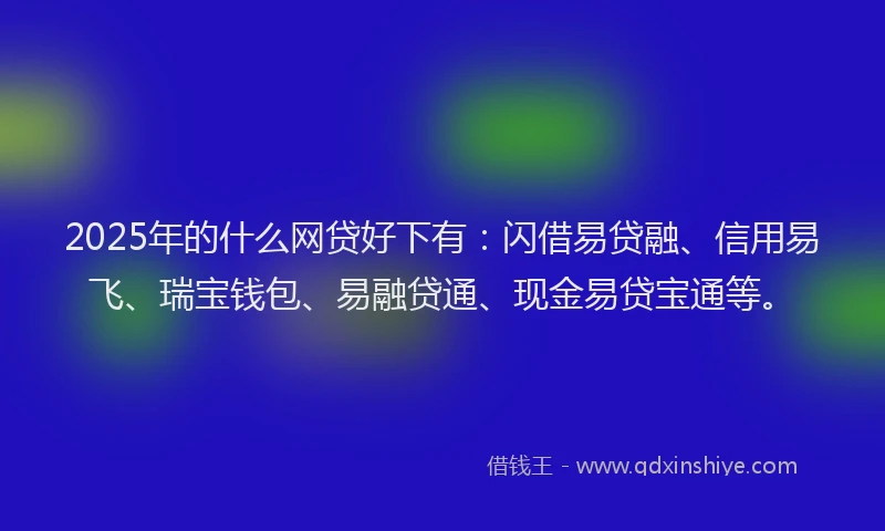 2025年的什么网贷好下有：闪借易贷融、信用易飞、瑞宝钱包、易融贷通、现金易贷宝通等。