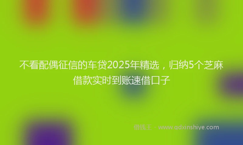 不看配偶征信的车贷2025年精选，归纳5个芝麻借款实时到账速借口子