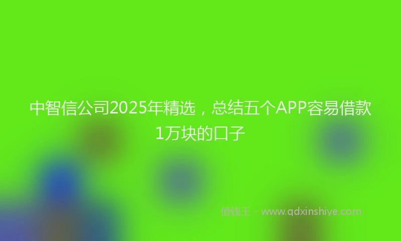 中智信公司2025年精选，总结五个APP容易借款1万块的口子