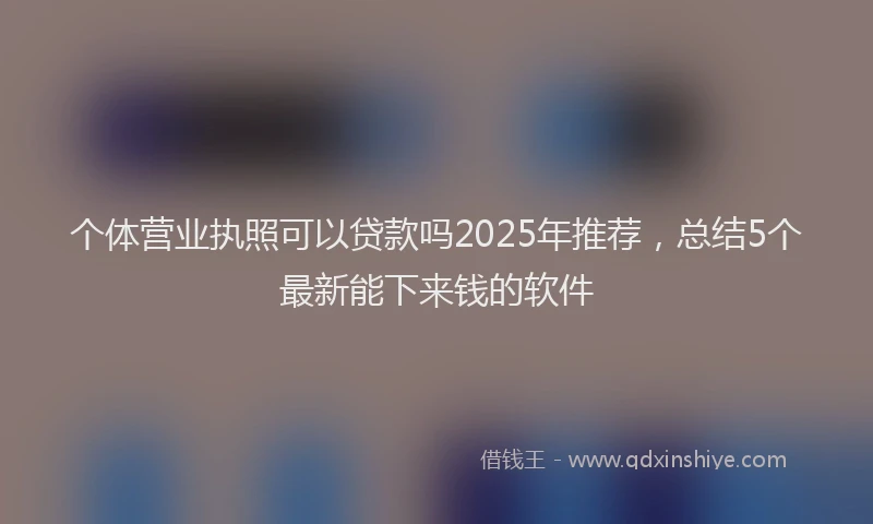 个体营业执照可以贷款吗2025年推荐，总结5个最新能下来钱的软件