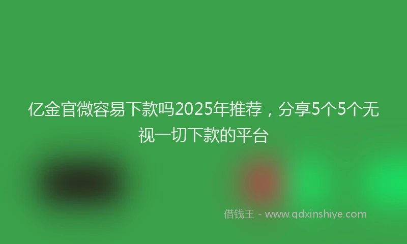 亿金官微容易下款吗2025年推荐，分享5个5个无视一切下款的平台