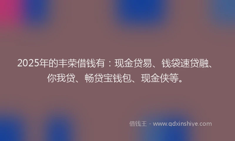2025年的丰荣借钱有：现金贷易、钱袋速贷融、你我贷、畅贷宝钱包、现金侠等。