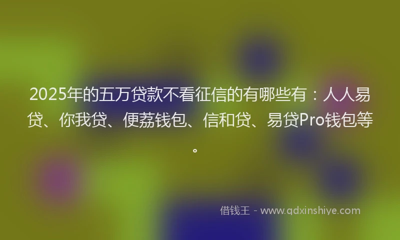 2025年的五万贷款不看征信的有哪些有：人人易贷、你我贷、便荔钱包、信和贷、易贷Pro钱包等。