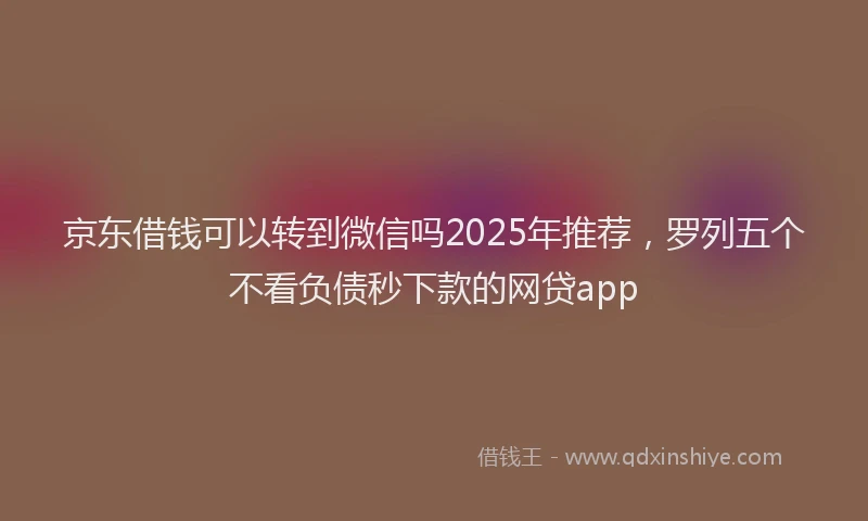 京东借钱可以转到微信吗2025年推荐，罗列五个不看负债秒下款的网贷app