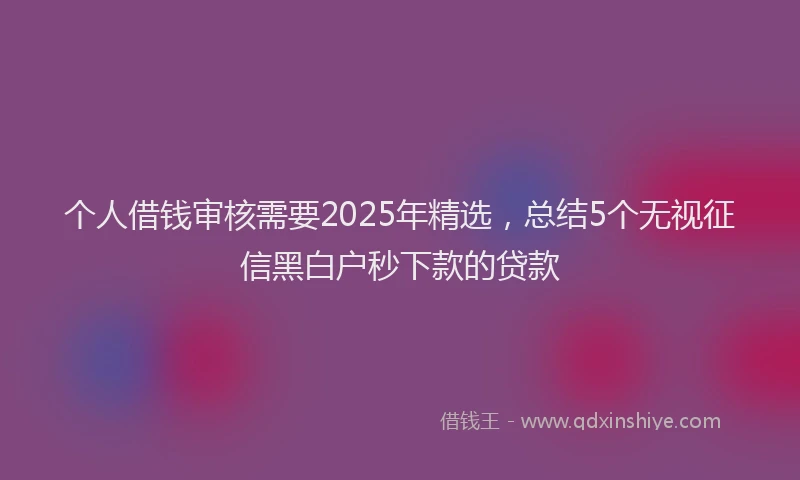 个人借钱审核需要2025年精选，总结5个无视征信黑白户秒下款的贷款