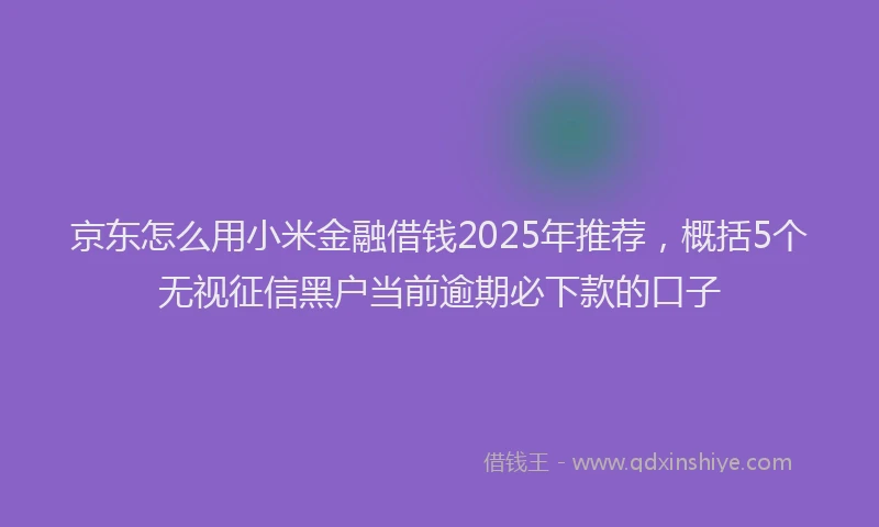 京东怎么用小米金融借钱2025年推荐，概括5个无视征信黑户当前逾期必下款的口子