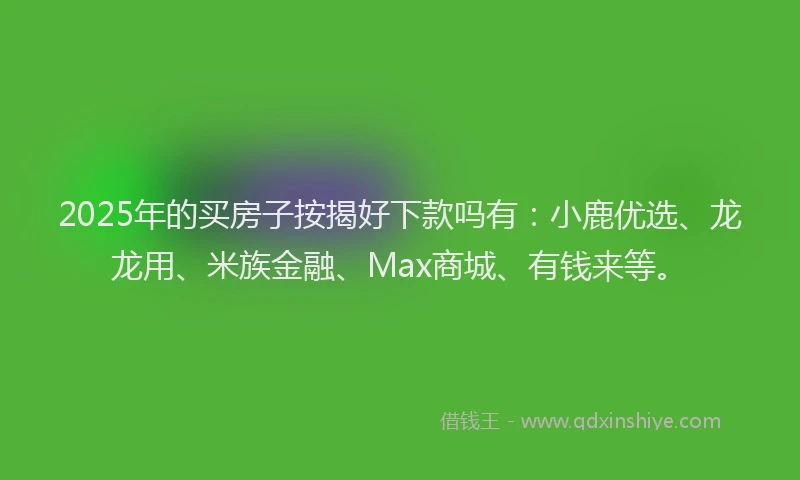 2025年的买房子按揭好下款吗有：小鹿优选、龙龙用、米族金融、Max商城、有钱来等。