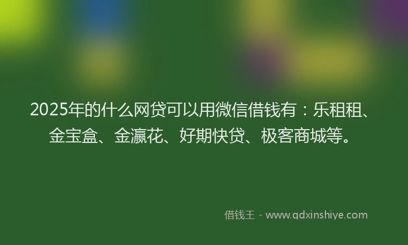 2025年的什么网贷可以用微信借钱有：乐租租、金宝盒、金瀛花、好期快贷、极客商城等。