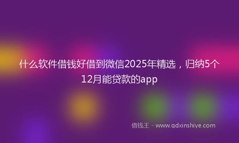 什么软件借钱好借到微信2025年精选，归纳5个12月能贷款的app