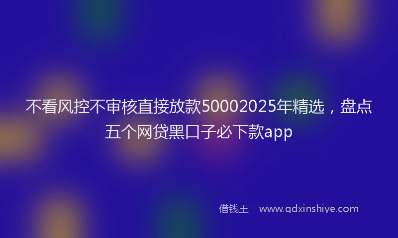 不看风控不审核直接放款50002025年精选，盘点五个网贷黑口子必下款app