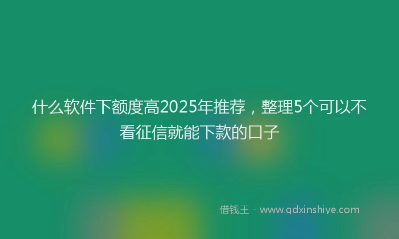 什么软件下额度高2025年推荐，整理5个可以不看征信就能下款的口子